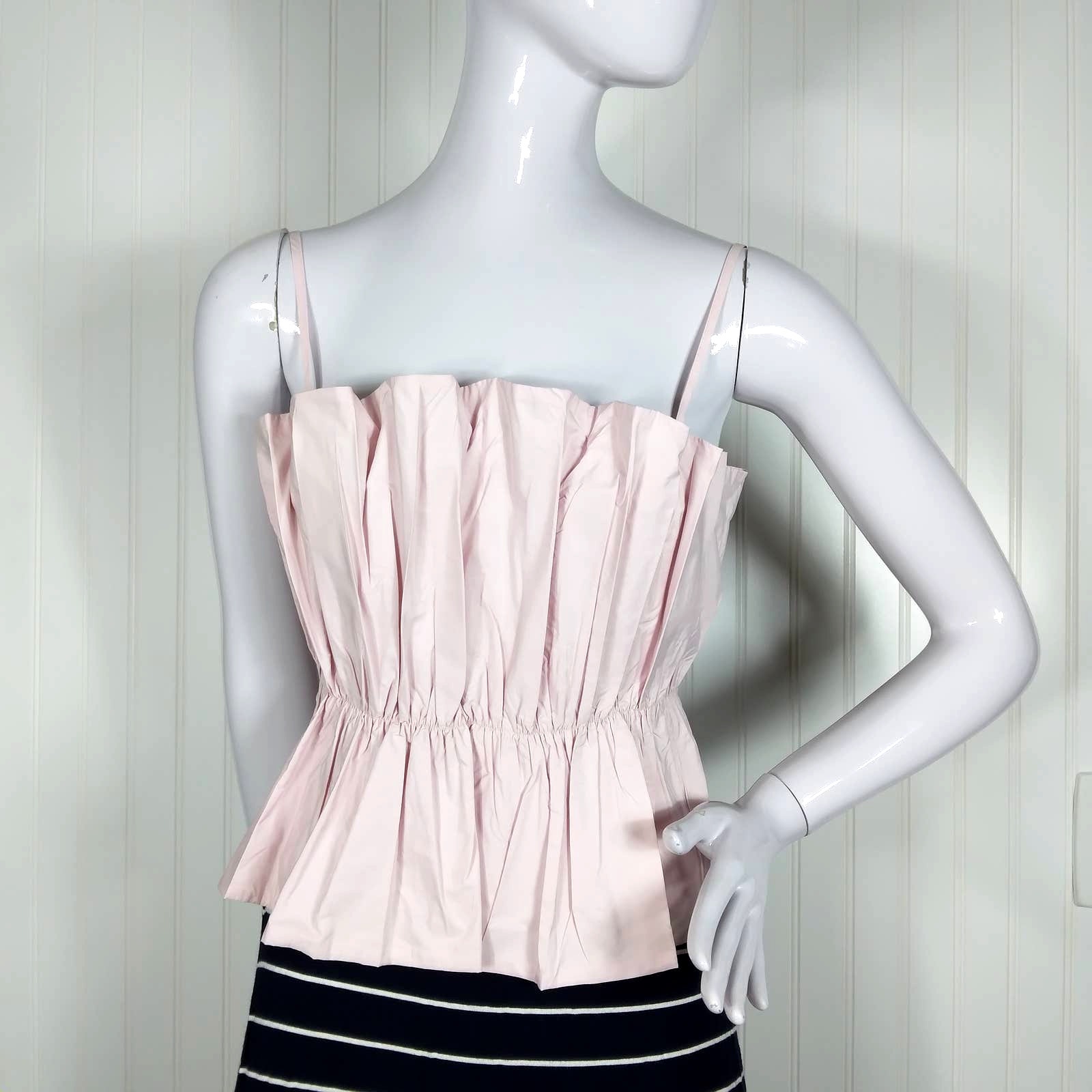 H&M Light Pink Pleated Spaghetti-Strap Peplum Camisole